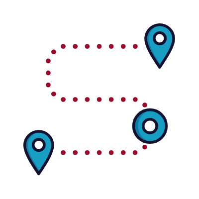 Pathway icon with location markers.